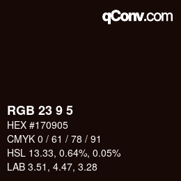 カラーコード: RGB 23 9 5 | qconv.com