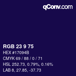 Color code: RGB 23 9 75 | qconv.com