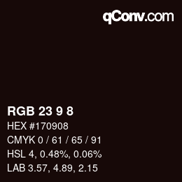 颜色代码: RGB 23 9 8 | qconv.com