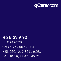 カラーコード: RGB 23 9 92 | qconv.com