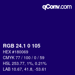 カラーコード: RGB 24.1 0 105 | qconv.com
