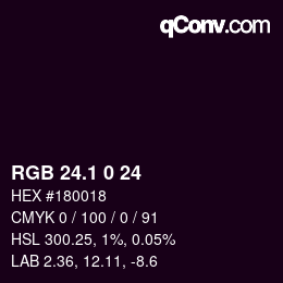 カラーコード: RGB 24.1 0 24 | qconv.com