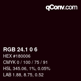 Color code: RGB 24.1 0 6 | qconv.com