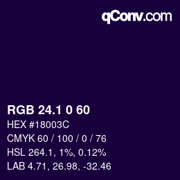 カラーコード: RGB 24.1 0 60 | qconv.com