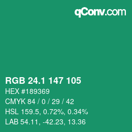 カラーコード: RGB 24.1 147 105 | qconv.com