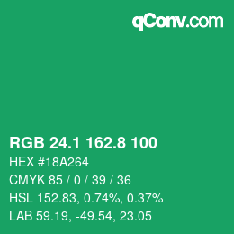 カラーコード: RGB 24.1 162.8 100 | qconv.com