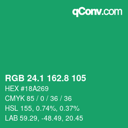 カラーコード: RGB 24.1 162.8 105 | qconv.com