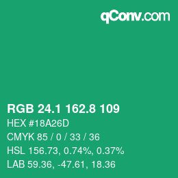 カラーコード: RGB 24.1 162.8 109 | qconv.com