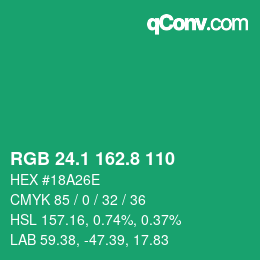 カラーコード: RGB 24.1 162.8 110 | qconv.com