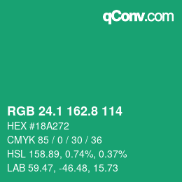 カラーコード: RGB 24.1 162.8 114 | qconv.com
