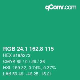 カラーコード: RGB 24.1 162.8 115 | qconv.com