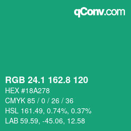 カラーコード: RGB 24.1 162.8 120 | qconv.com