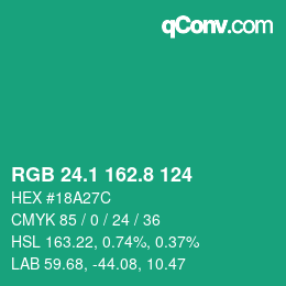 カラーコード: RGB 24.1 162.8 124 | qconv.com