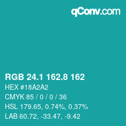 カラーコード: RGB 24.1 162.8 162 | qconv.com