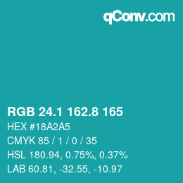 Color code: RGB 24.1 162.8 165 | qconv.com