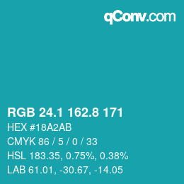 カラーコード: RGB 24.1 162.8 171 | qconv.com