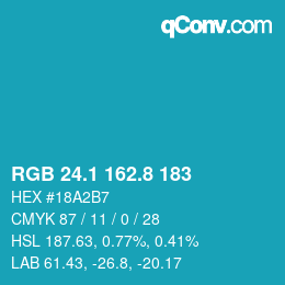 カラーコード: RGB 24.1 162.8 183 | qconv.com