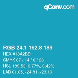 Farbcode: RGB 24.1 162.8 189 | qconv.com