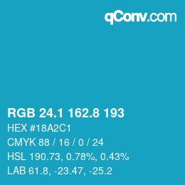Color code: RGB 24.1 162.8 193 | qconv.com