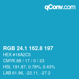 カラーコード: RGB 24.1 162.8 197 | qconv.com
