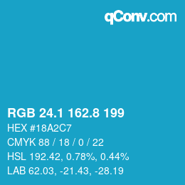 カラーコード: RGB 24.1 162.8 199 | qconv.com