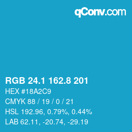 カラーコード: RGB 24.1 162.8 201 | qconv.com