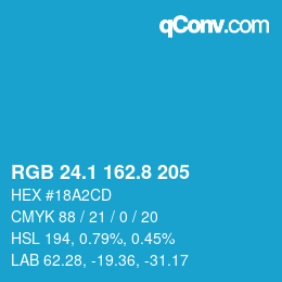 カラーコード: RGB 24.1 162.8 205 | qconv.com