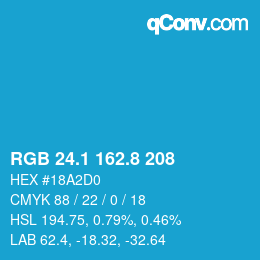 Color code: RGB 24.1 162.8 208 | qconv.com