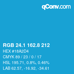 Color code: RGB 24.1 162.8 212 | qconv.com