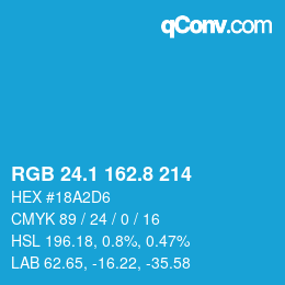 Farbcode: RGB 24.1 162.8 214 | qconv.com