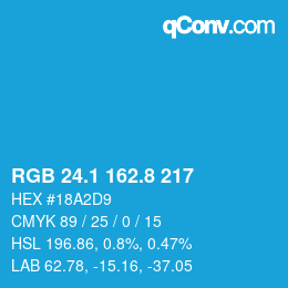 Color code: RGB 24.1 162.8 217 | qconv.com