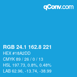 Color code: RGB 24.1 162.8 221 | qconv.com