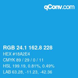 Color code: RGB 24.1 162.8 228 | qconv.com