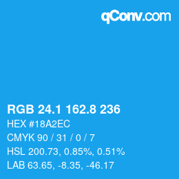 Color code: RGB 24.1 162.8 236 | qconv.com