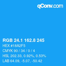 Color code: RGB 24.1 162.8 245 | qconv.com