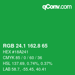 カラーコード: RGB 24.1 162.8 65 | qconv.com
