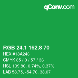 カラーコード: RGB 24.1 162.8 70 | qconv.com