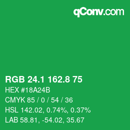 カラーコード: RGB 24.1 162.8 75 | qconv.com