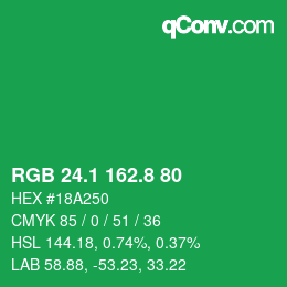 カラーコード: RGB 24.1 162.8 80 | qconv.com