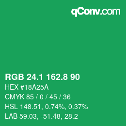 カラーコード: RGB 24.1 162.8 90 | qconv.com