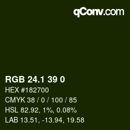 カラーコード: RGB 24.1 39 0 | qconv.com