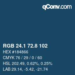 カラーコード: RGB 24.1 72.8 102 | qconv.com