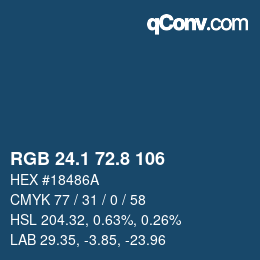 カラーコード: RGB 24.1 72.8 106 | qconv.com