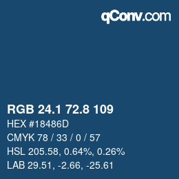カラーコード: RGB 24.1 72.8 109 | qconv.com