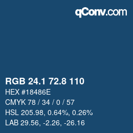 カラーコード: RGB 24.1 72.8 110 | qconv.com