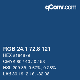 カラーコード: RGB 24.1 72.8 121 | qconv.com