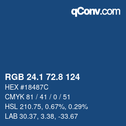 カラーコード: RGB 24.1 72.8 124 | qconv.com