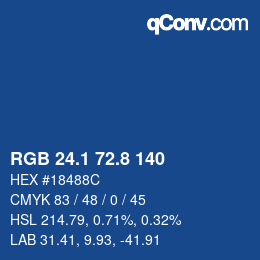 Color code: RGB 24.1 72.8 140 | qconv.com