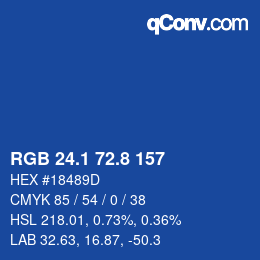 カラーコード: RGB 24.1 72.8 157 | qconv.com