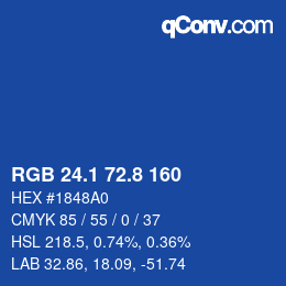 Color code: RGB 24.1 72.8 160 | qconv.com